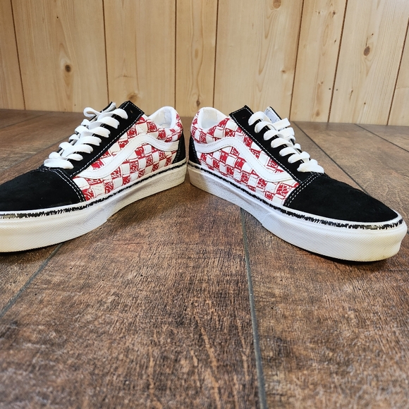 Vans Old Skool Low Sketch Red Checkered Shoes Men's 8.5 Women's 10 Skater Punk - Picture 5 of 10